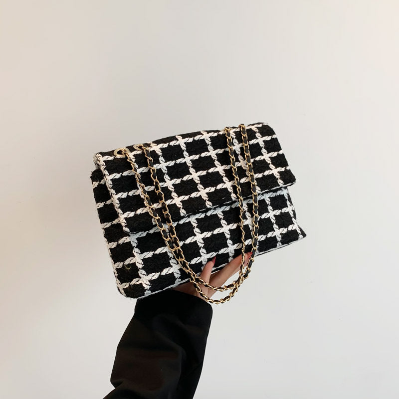 Wholesale Woven Plaid High-capacity Chain Single Shoulder Underarm Bag